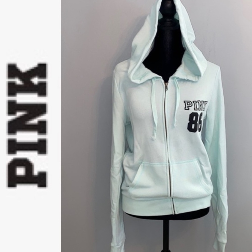 VS PINK Hoodie Jacket XS Victoria’s Secret zip-up sweat jacket mint green